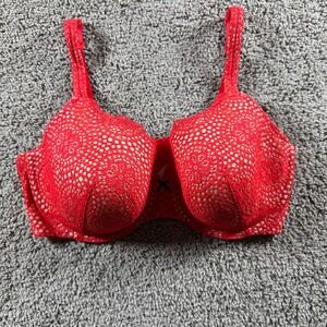 Cacique Red Lace T shirt Bra 42DD Underwire Full Coverage intimates women plus